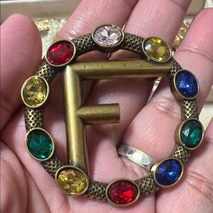 Multicolor Gemstone Gold-Tone Brooch